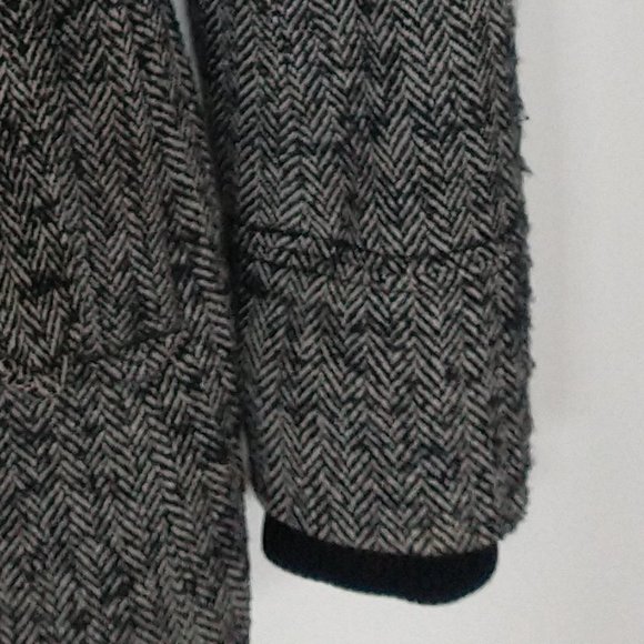 Women Esprit size 4 wool blend double breasted jacket, black/white tweed pattern - Picture 6 of 13